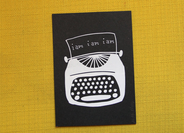Screen Printed Sylvia Plath Typewriter 5 x 7 Art Print in Black