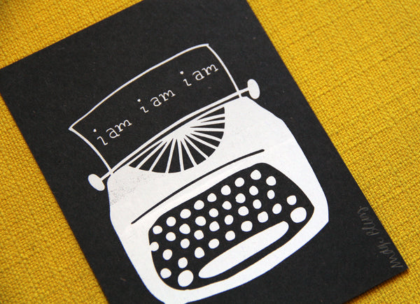 Screen Printed Sylvia Plath Typewriter 5 x 7 Art Print in Black