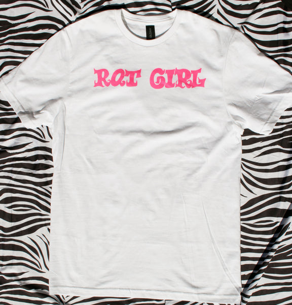 Rat Girl T-Shirt in White/Pink