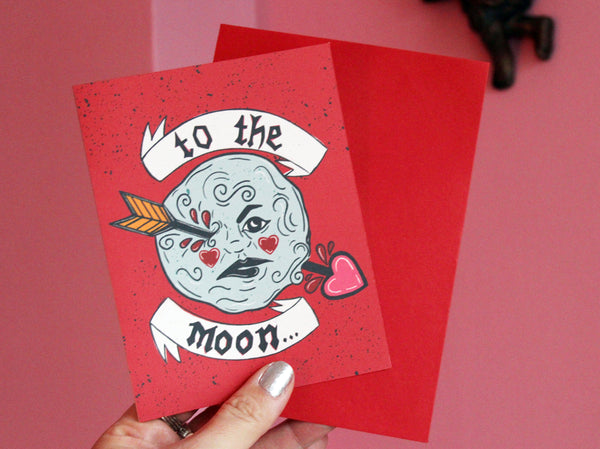 A Trip to the Moon and Back Valentines Card