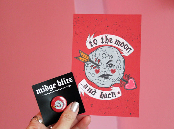 A Trip to the Moon and Back Valentine w/ Button