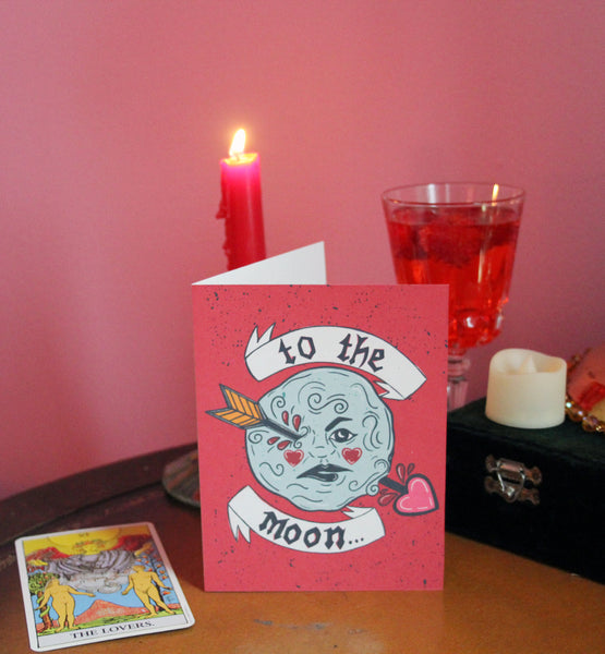 A Trip to the Moon and Back Valentines Card
