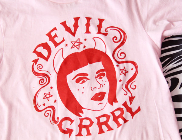 Devil Grrrl T-Shirt in Pink/Red