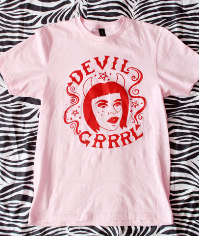 Devil Grrrl T-Shirt in Pink/Red