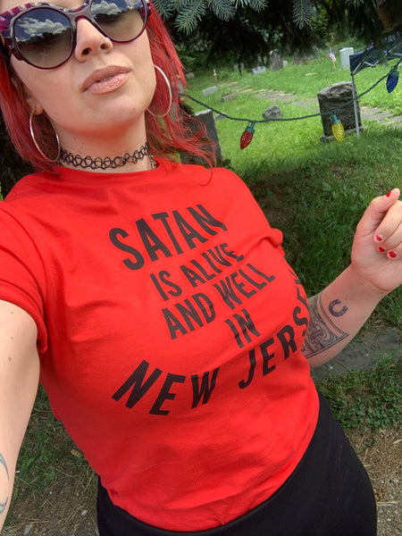 Satan is Alive and Well in New Jersey T-Shirt in Red