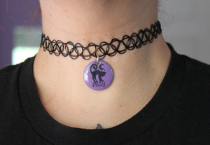 Pissy Cat Tattoo Choker in Purple