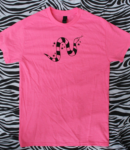 Stripey Snake T-Shirt in Hot Pink