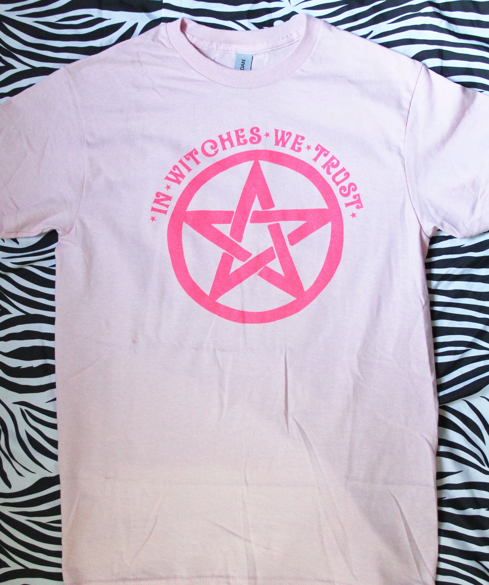 In Witches We Trust T-Shirt in Baby Pink