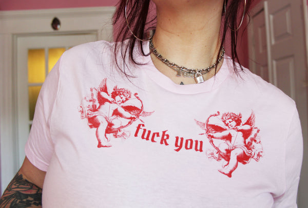 Stupid Cupid T-Shirt in Pink/Red