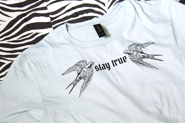 Stay True Birdies T-Shirt in Baby Blue