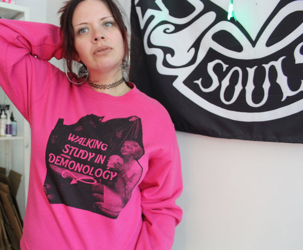 Jayne and Anton Demonology Up-Cycled Sweatshirt