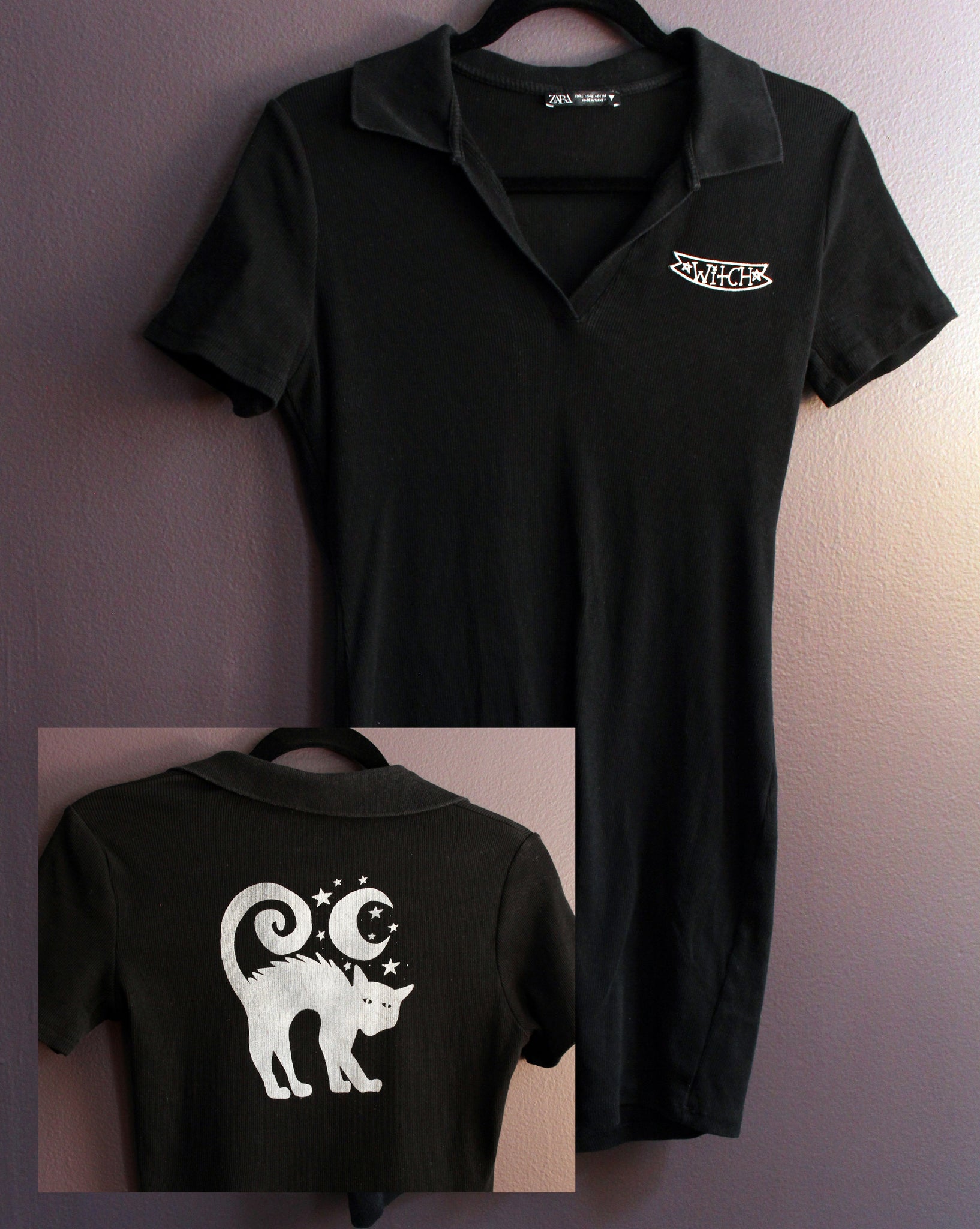 Witchy Cat Polo Dress / One of a Kind