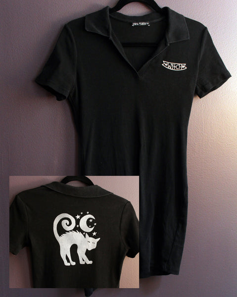Witchy Cat Polo Dress / One of a Kind