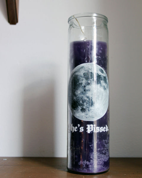 The Moon is Pissed 7 Day Candle in Purple (only one)