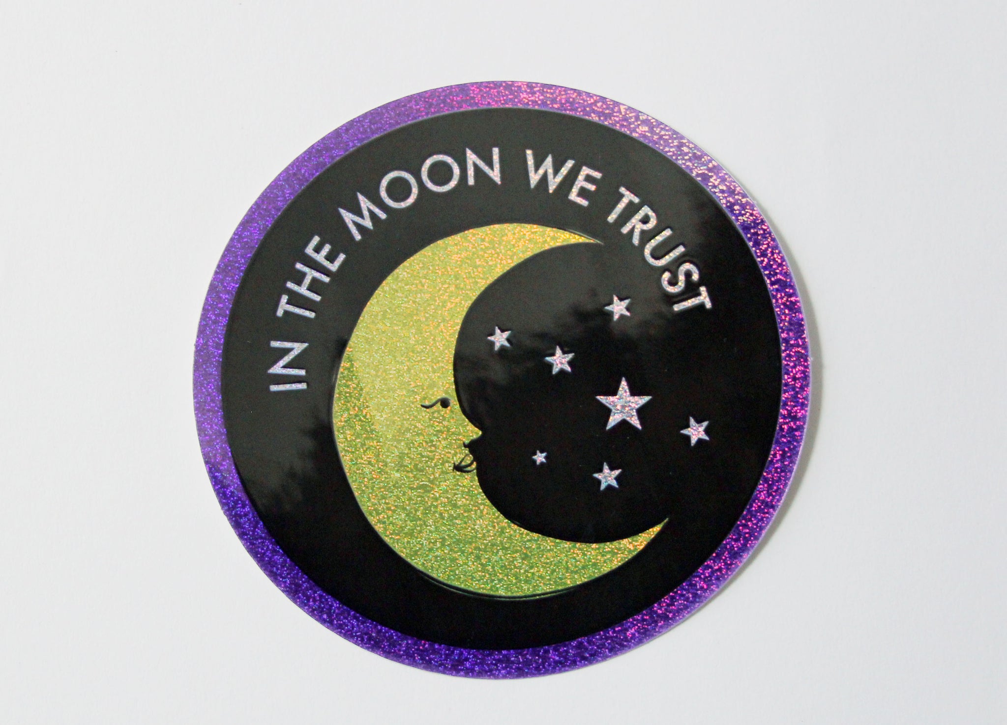 In the Moon We Trust Sparkle Vinyl Sticker