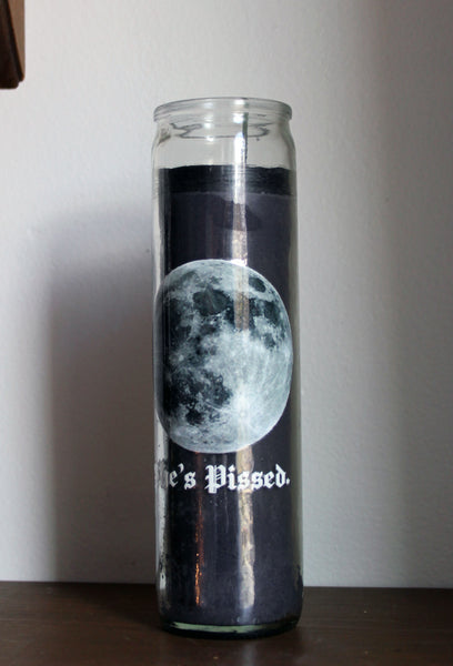 The Moon is Pissed 7 Day Candle in Black