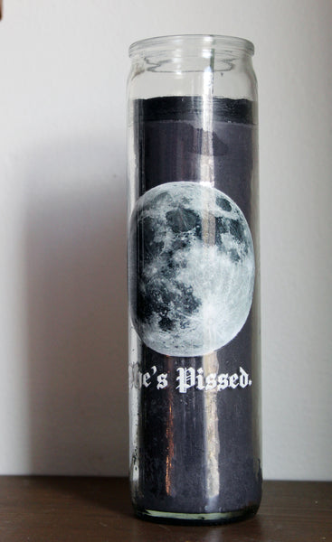 The Moon is Pissed 7 Day Candle in Black