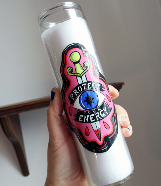 Protect Your Energy 7 Day Candle in White