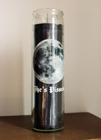 The Moon is Pissed 7 Day Candle in Black