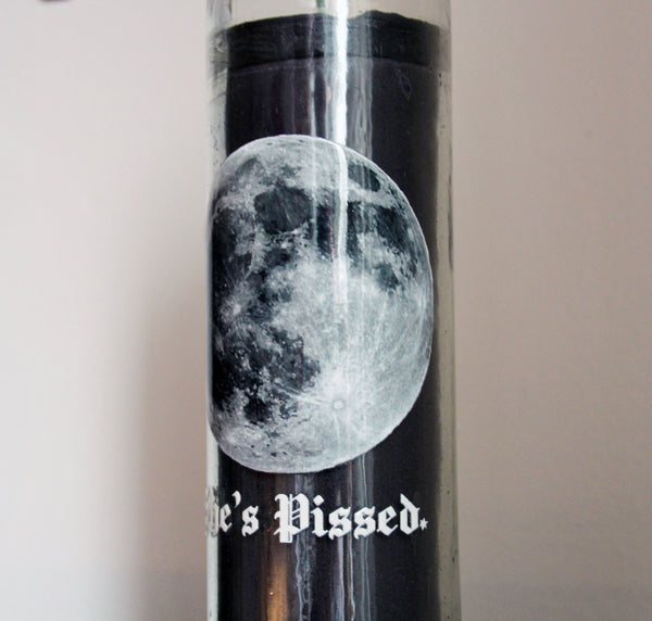 The Moon is Pissed 7 Day Candle in Black