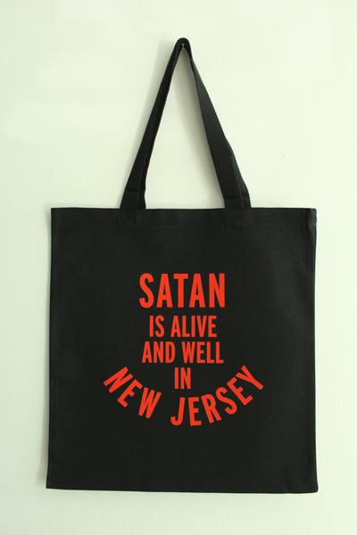 Satan is Alive and Well in New Jersey Tote in Black and Red