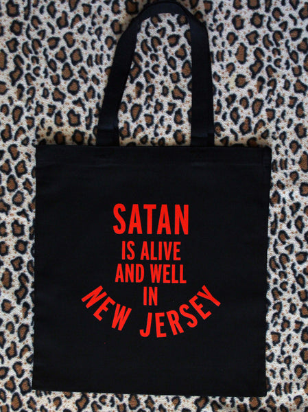 Satan is Alive and Well in New Jersey Tote in Black and Red