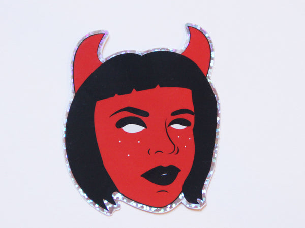 Devil Girl Glittery Sticker