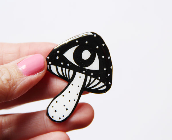 Magical Mushroom Resin Coated Brooch