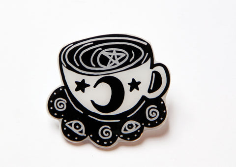 Witch's Teacup Resin Coated Brooch