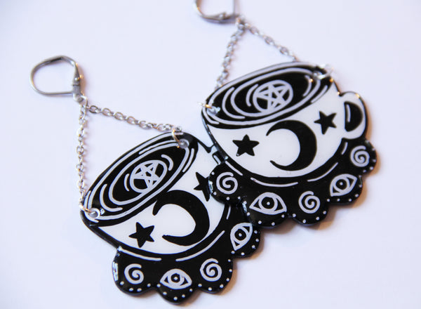 Witch's Teacup Resin Coated Earrings
