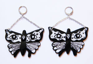 Goth Moth Resin Coated Earrings