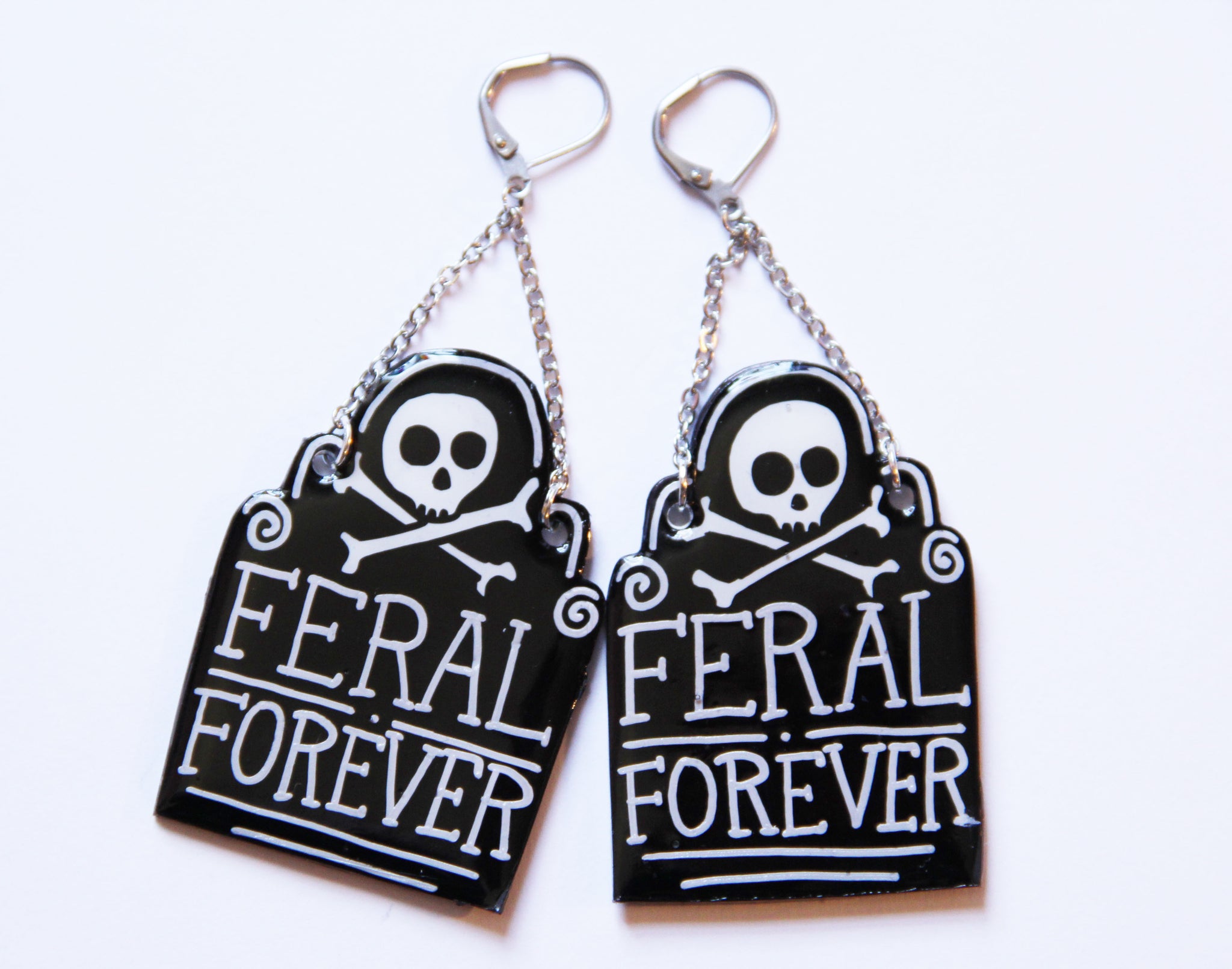 Feral Forever Headstone Resin Coated Earrings