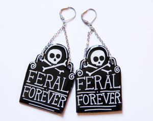 Feral Forever Headstone Resin Coated Earrings