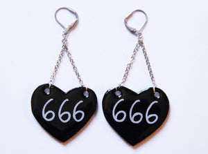 666 Satan Rules 666 Resin Coated Earrings