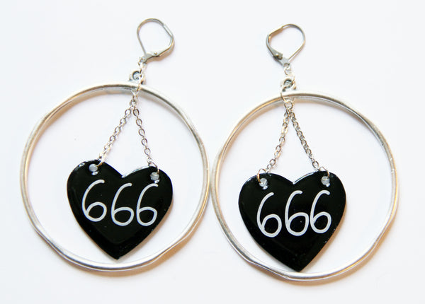 666 Satan Rules 666 Hoop Resin Coated Earrings