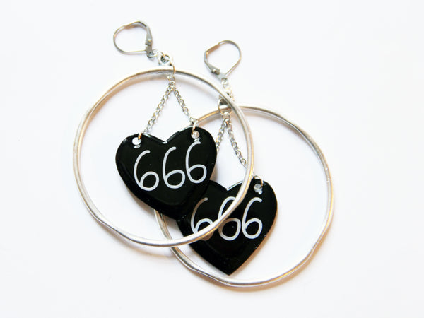 666 Satan Rules 666 Hoop Resin Coated Earrings