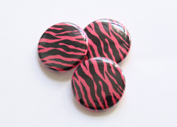 Zebra Print One Inch Button in Hot Pink