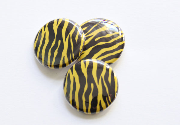 Zebra Print One Inch Button in Lime Green