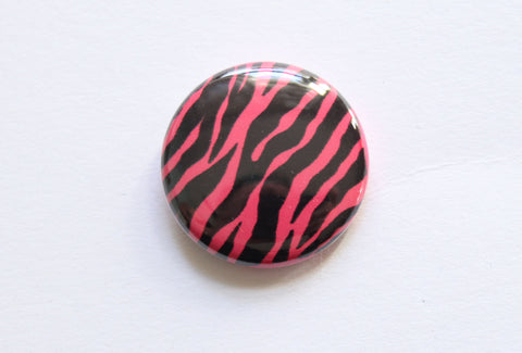 Zebra Print One Inch Button in Hot Pink