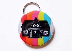 Rainbow House Keychain Bottle Opener