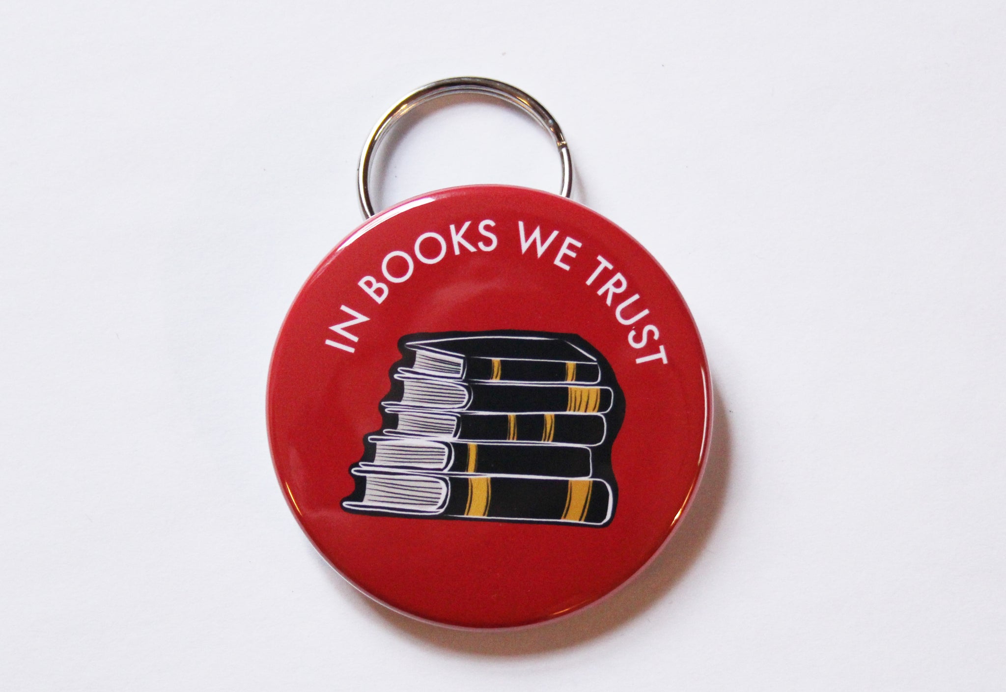 In Books We Trust Keychain Bottle Opener