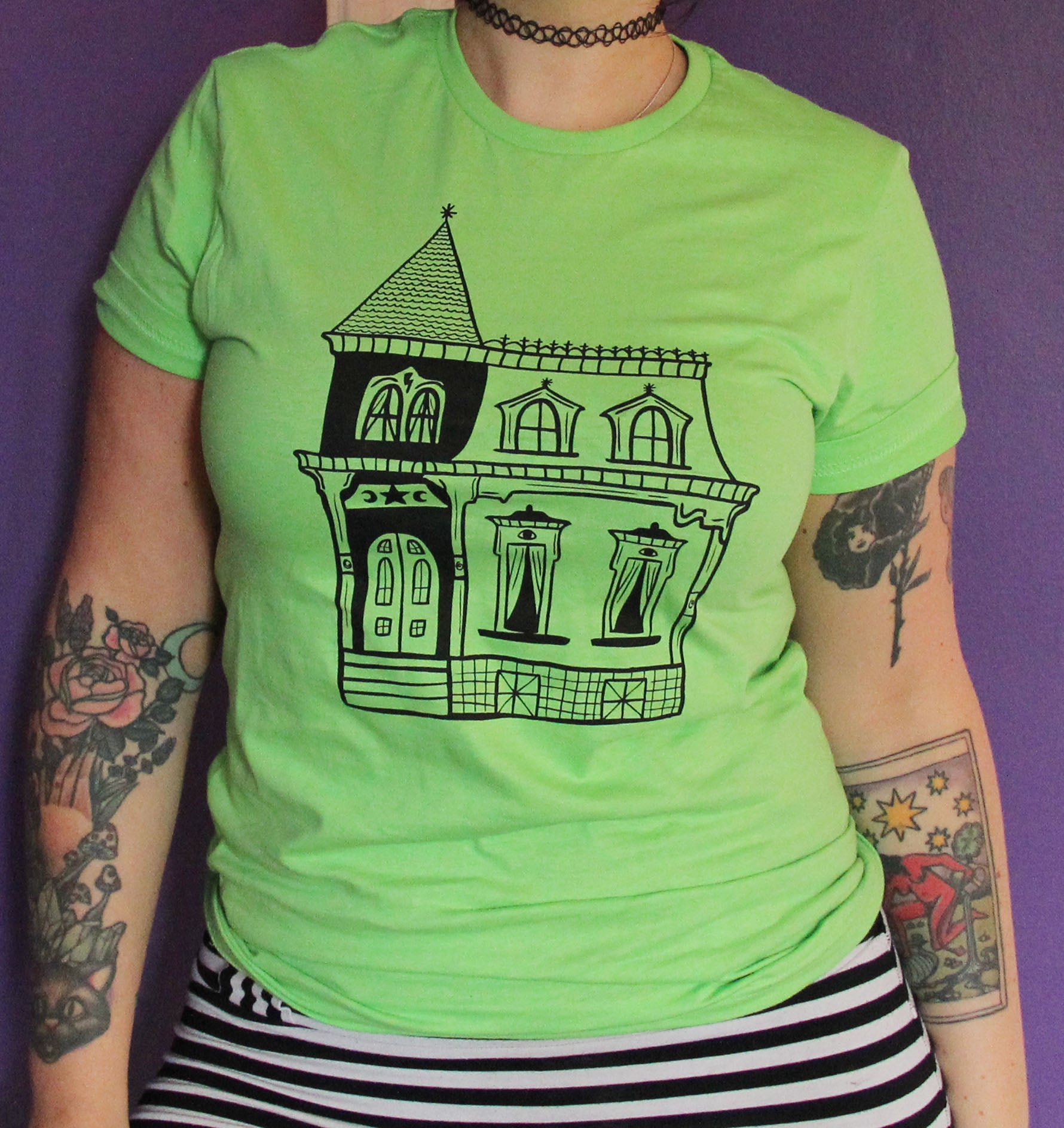 Haunted House T-Shirt in Slime Green