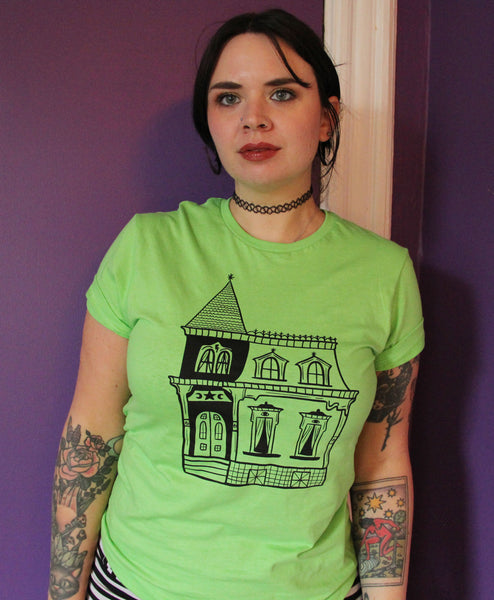 Haunted House T-Shirt in Slime Green